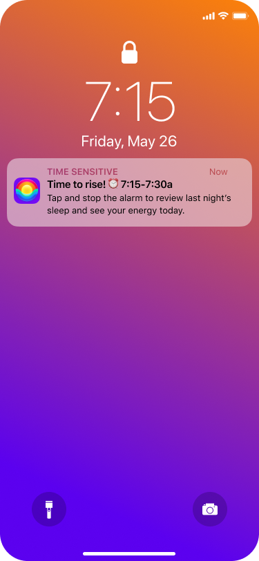 RISE app screenshot of gentle alarm clock