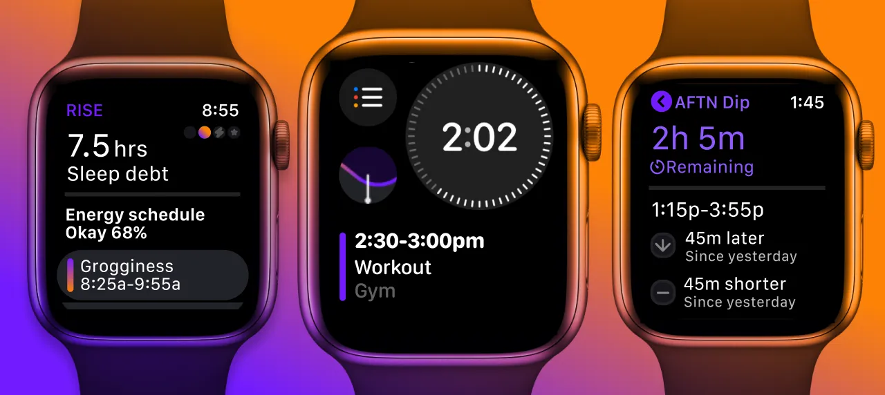 RISE app's energy insights on watch
