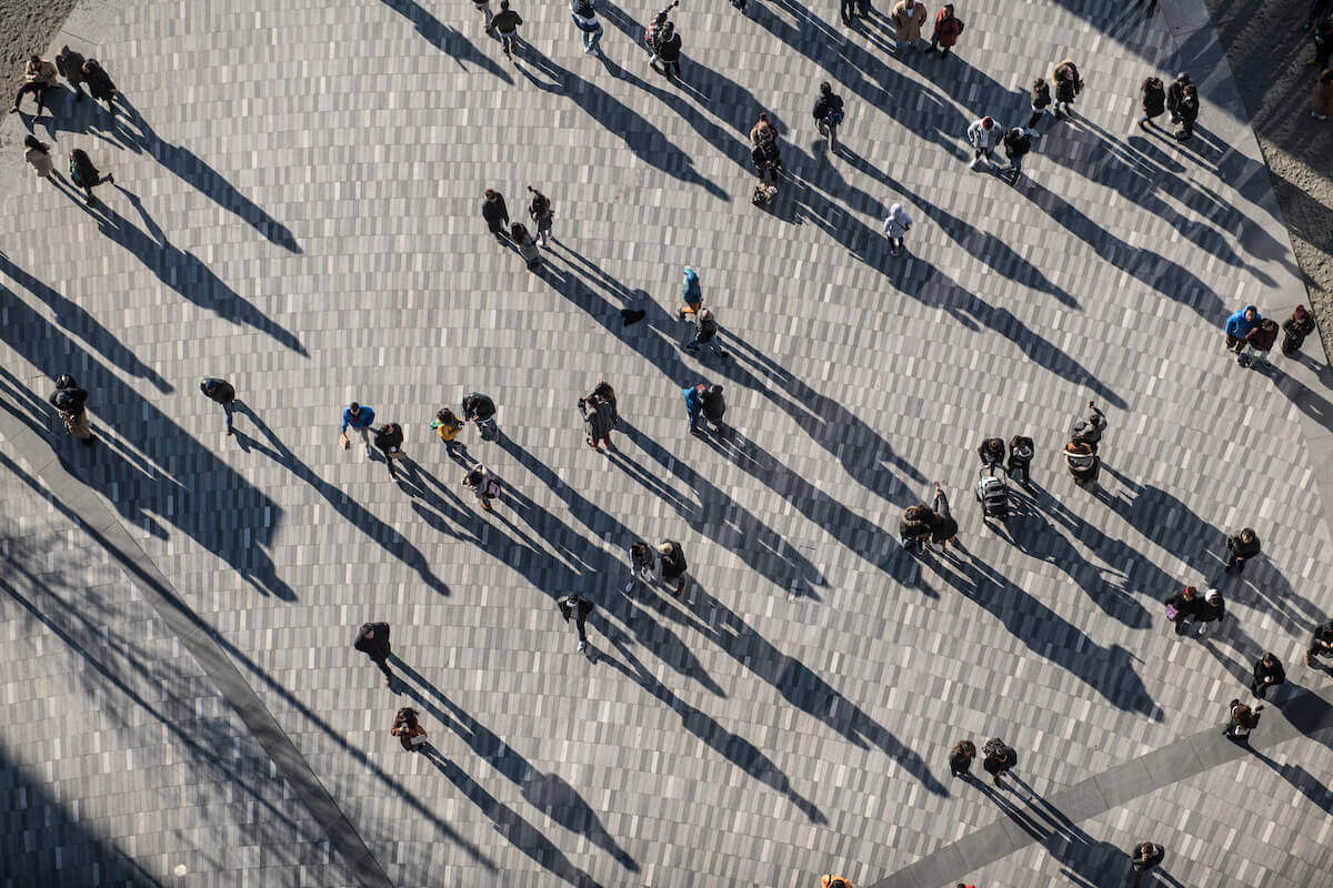 Chronotype: top-view of people walking