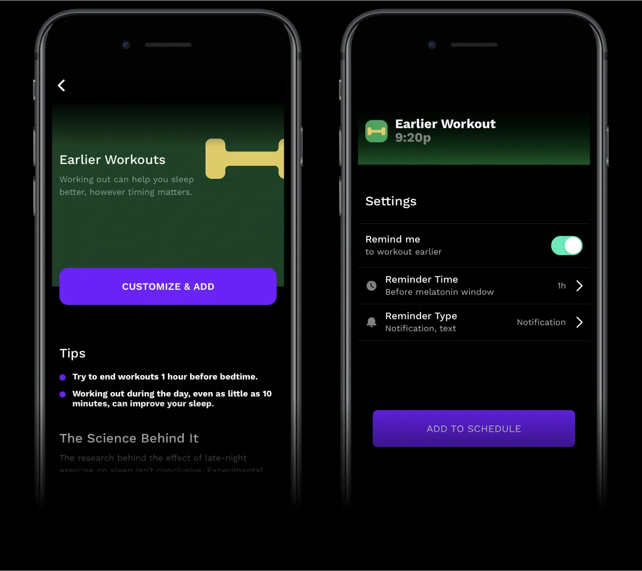 RISE app screenshot telling you when to avoid workouts
